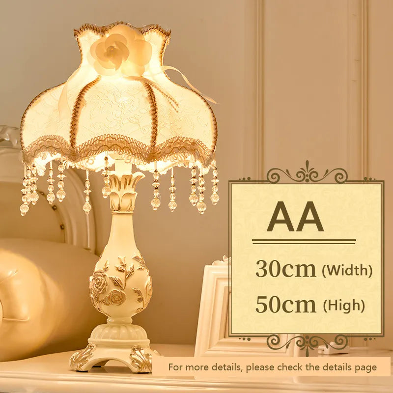 Luxury European Table Lamp - Mediterranean Style Night Desk Light for Bedroom and Living Room