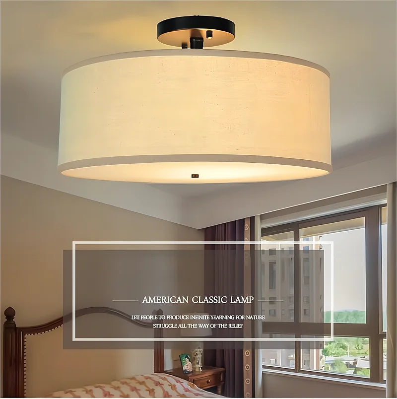 Chic American Country Fabric LED Ceiling Lights - Versatile Lighting for Modern Interiors