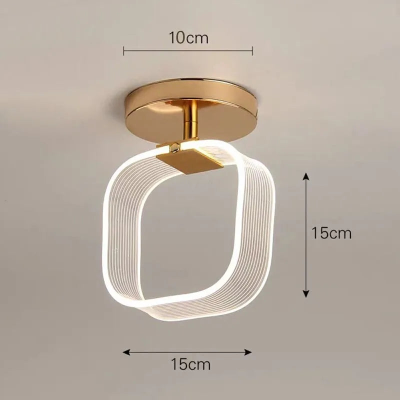 Modern LED Ceiling Light - Acrylic Geometry Linear Decoration Lamp in Black and Gold for Bedroom, Living Room, Corridor, and Indoor Home Fixture