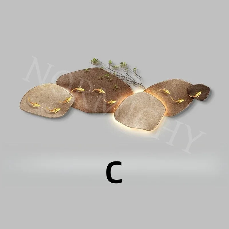 Dlight Decor 3D Nine Fish Wall Lamp Mural Art