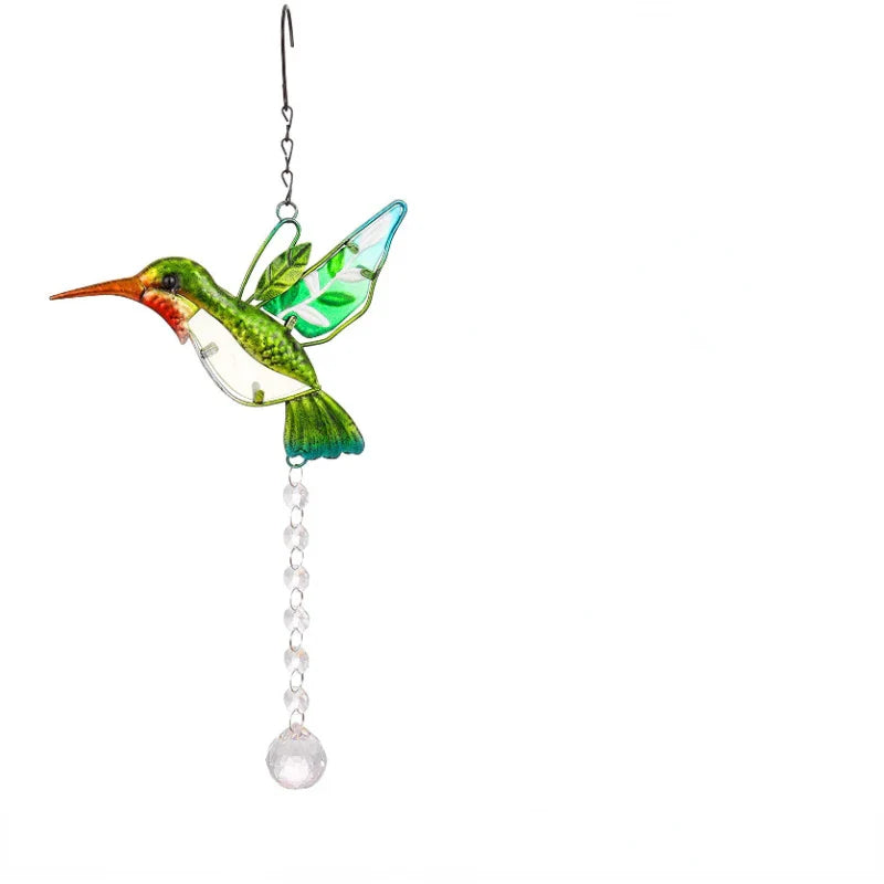 Hummingbird Stained Glass Window Hanging Ornament Rainbow Maker Crystal Prism Suncatcher Home Garden Party Decoration Windchimes