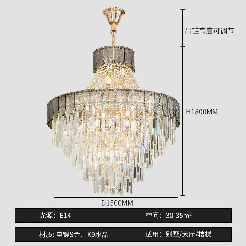 High-End Crystal Chandelier - Artistic Lighting for Living and Dining Spaces, Luxury Hotels, and Duplex Homes