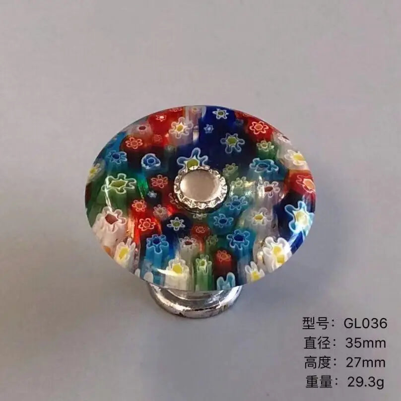 Colorful Floral Glass Cabinet Knobs – Drawer Knobs for Dresser, Shoe Cabinet, and Kitchen Furniture