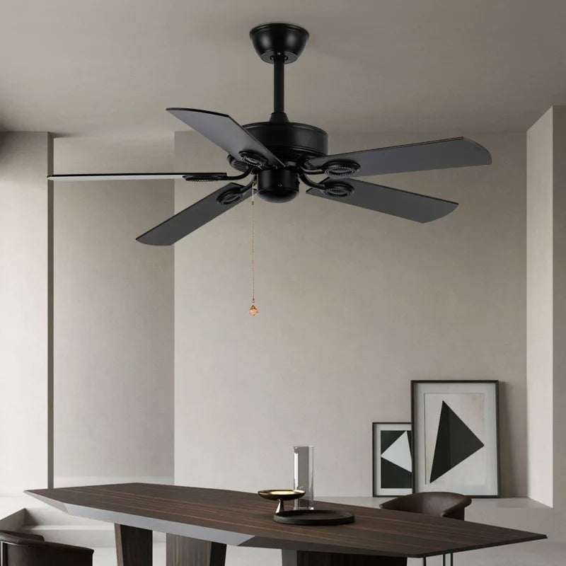 Black Ceiling Fans with Lights Remote Industrial Vintage Black Postmodern Fan lamp for Kitchen Island Dining Room Foyer Bar