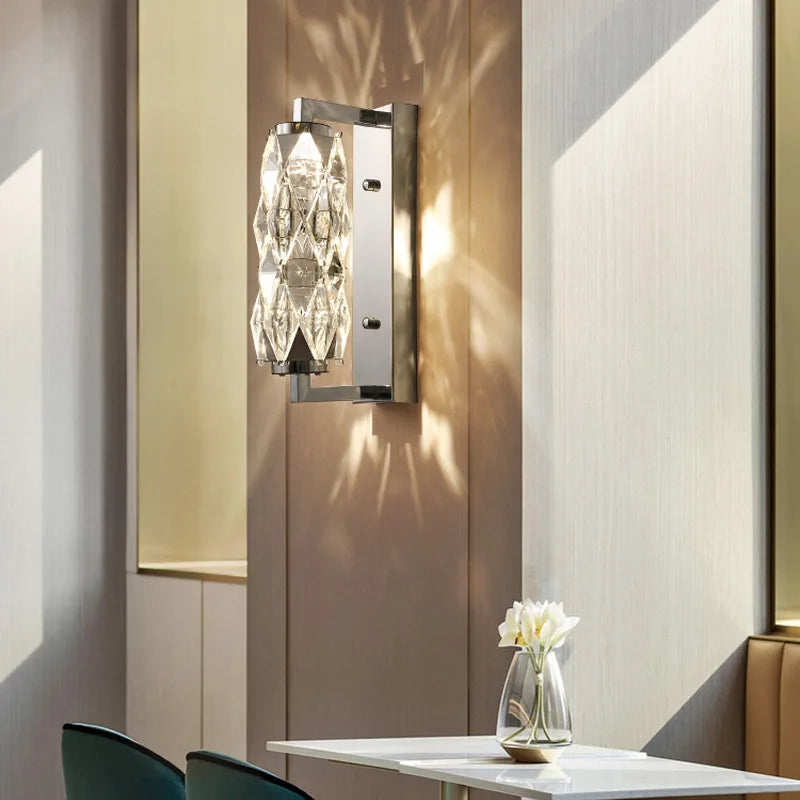 Naomi - Living Room Crystal Wall Lamp Hallway Staircase Light Luxury Lamp TV Sofa Entrance Background Wall Creative Chrome Wall Lamp