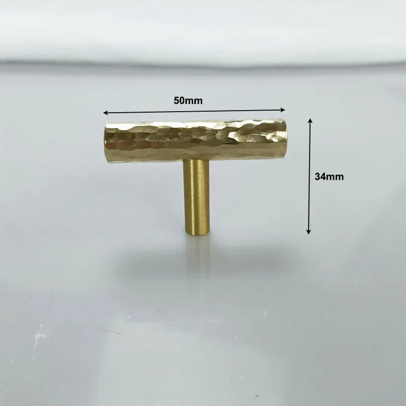 Hammered Brass Cabinet Handles – Light Gold Wardrobe Knobs and Drawer Pulls for American/Nordic Furniture