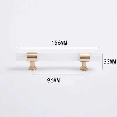Natural Marble and Crystal T-Bar Cabinet Handles – Modern Brass Knobs for Kitchen, Dresser, and Furniture Pulls