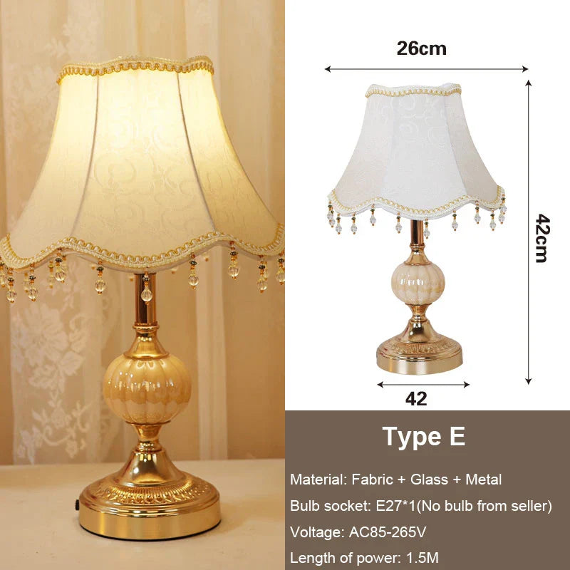 Modern European Vintage Fabric Table Lamp - Stylish Lighting for Bedroom, Living Room, and More