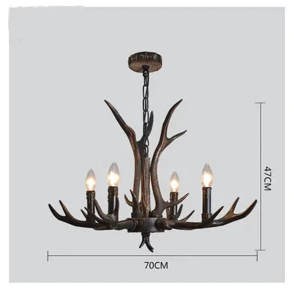 Retro Style Antler Resin Chandelier - Sweeping Gold Spray Paint Finish for Living and Dining Room Home Decor Lighting