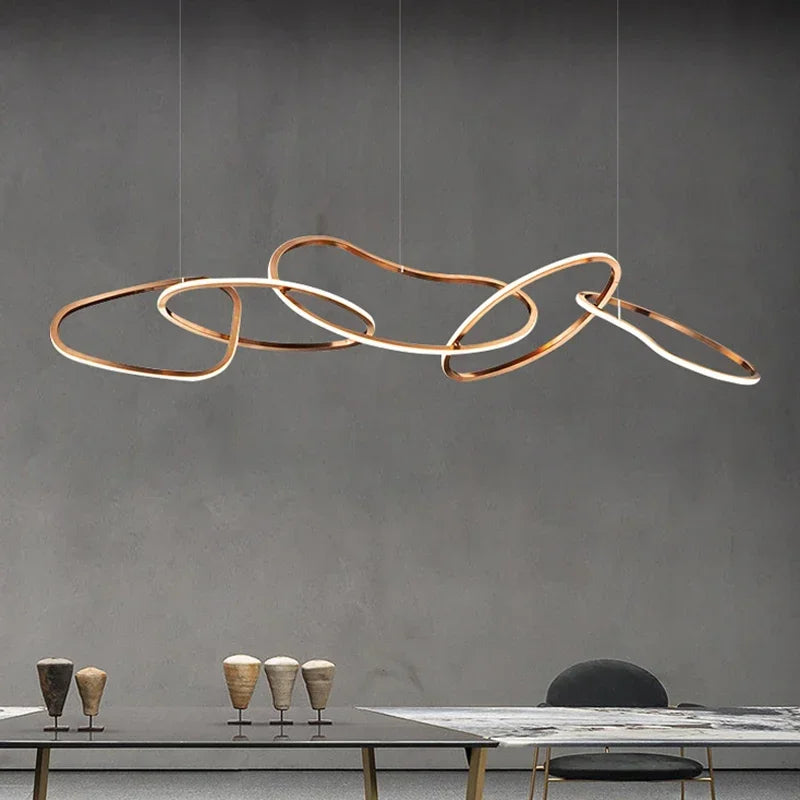 Modern Rose Gold LED Chandeliers - Elegant Lighting for Living and Dining Room Decor