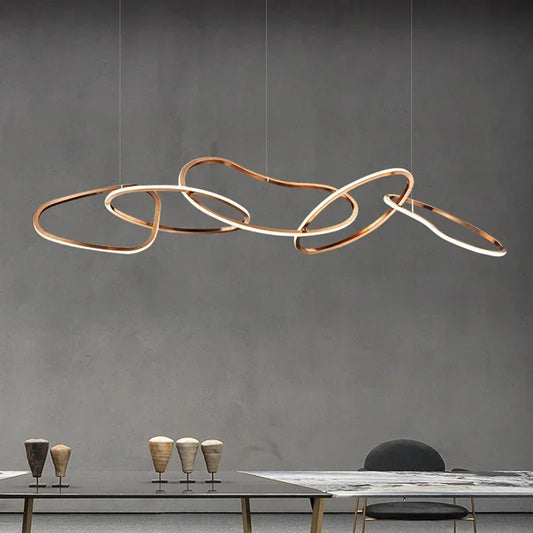 Modern Rose Gold LED Chandeliers - Elegant Lighting for Living and Dining Room Decor