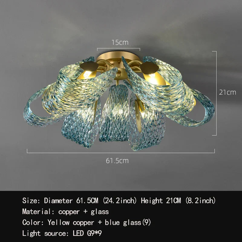 Modern Glass Decorative Ceiling Lights - Light Luxury Design in Yellow, Copper, and Blue for Bedrooms, Living Rooms, and Dining Areas
