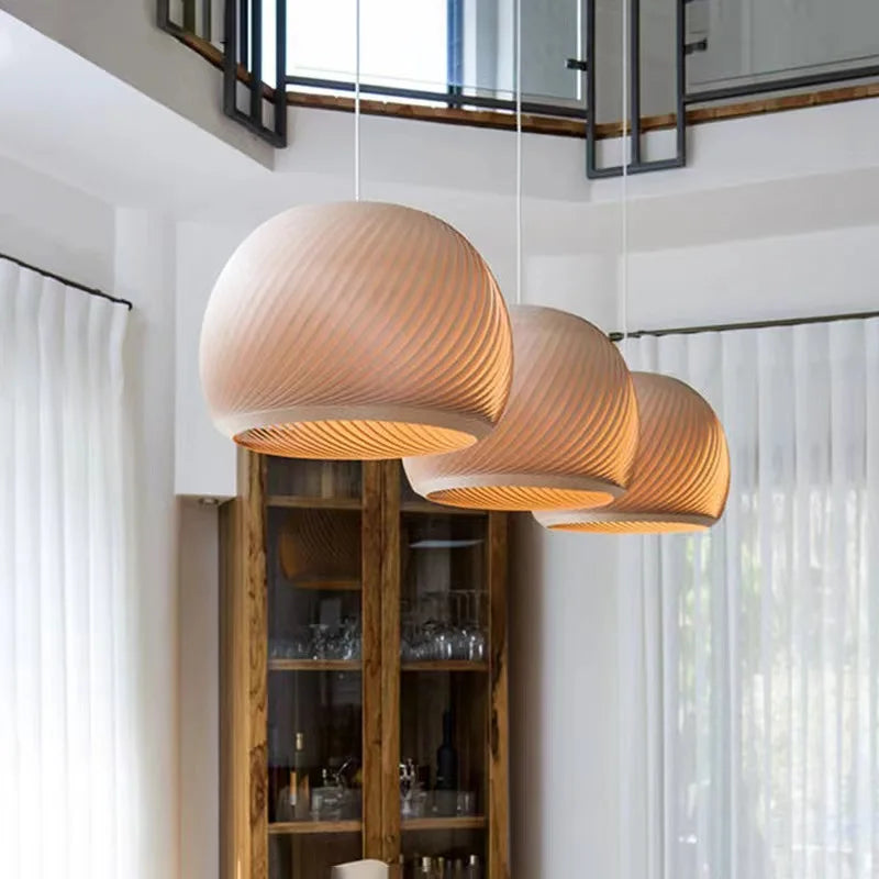 Nordic Round Ball Wooden Pendant Light - Simple and Creative Lighting for Living Room, Bedroom, Dining Room, and Bar Decor