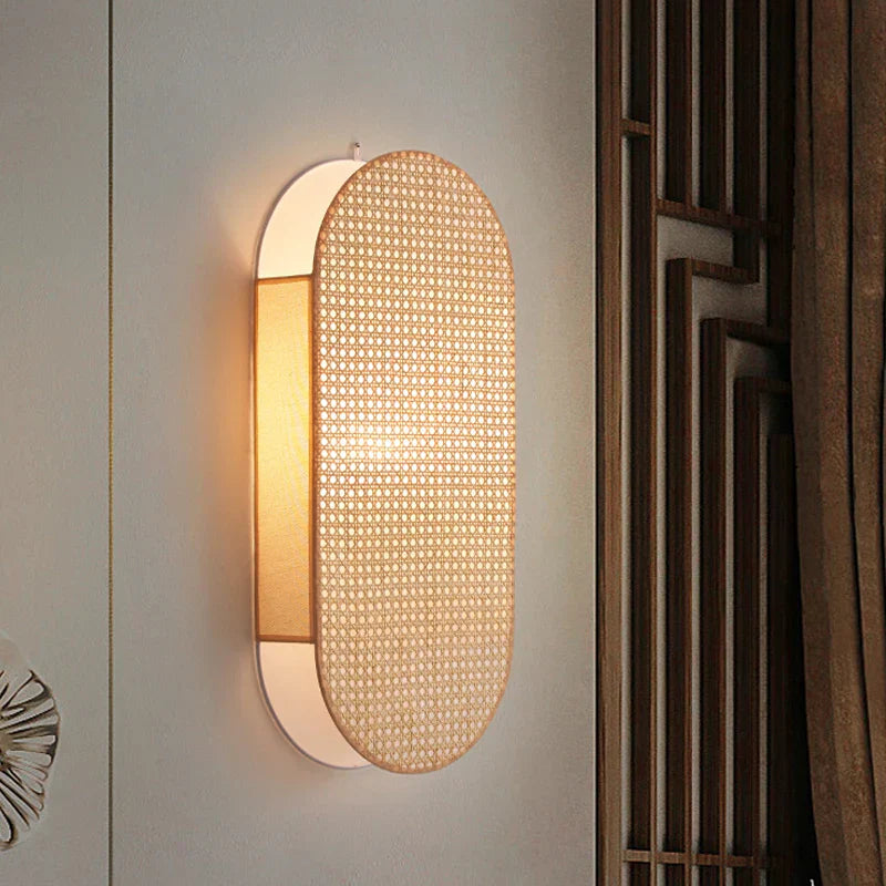 Style Rattan Wall Lamp - Vintage Elegance with Japanese Wabi Sabi Hand-woven Design