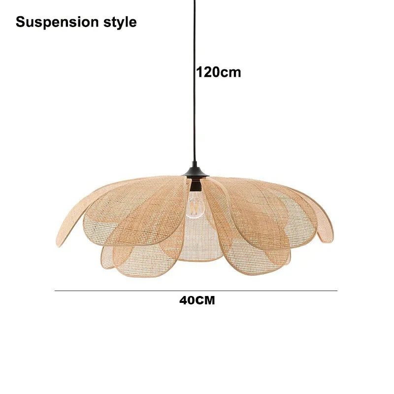 Designer Handmade Rattan Flower Chandelier - Rustic Elegance for Your Living and Dining Spaces