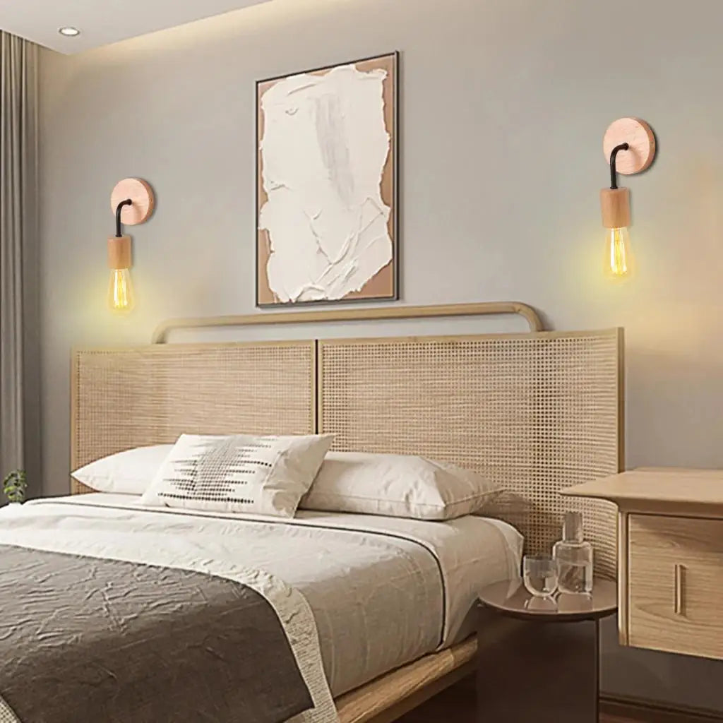 Ella's Vintage Industrial Wood Wall Lamp