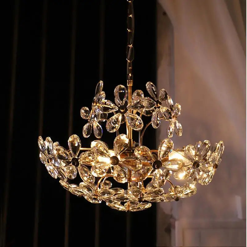 Elegant Crystal Flower Chandelier - New Style Dream with French Pastoral and American Retro Flair for Bedroom and Dining Room