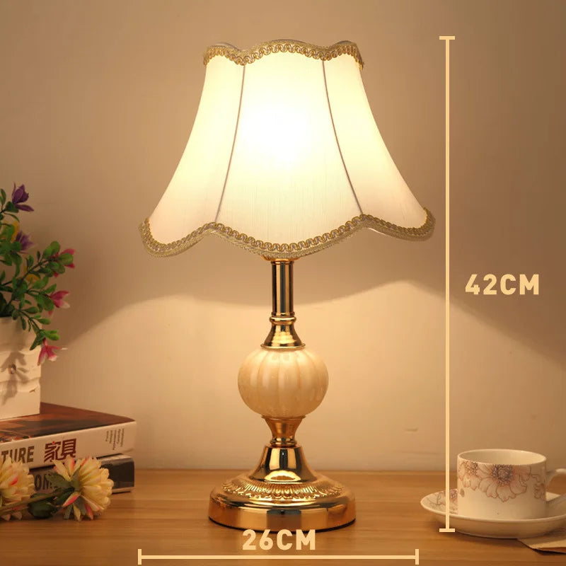 European-Style Glass Desk Lamp - Nordic Bedroom Bedside Lamp with Modern Retro Wrought Iron Design