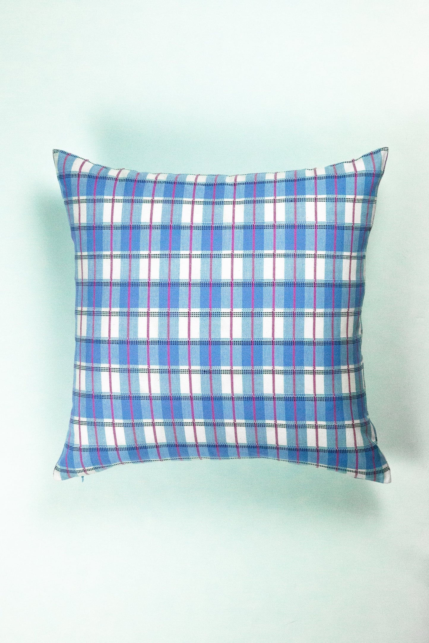 San Andres Gingham Blue & White Pillow