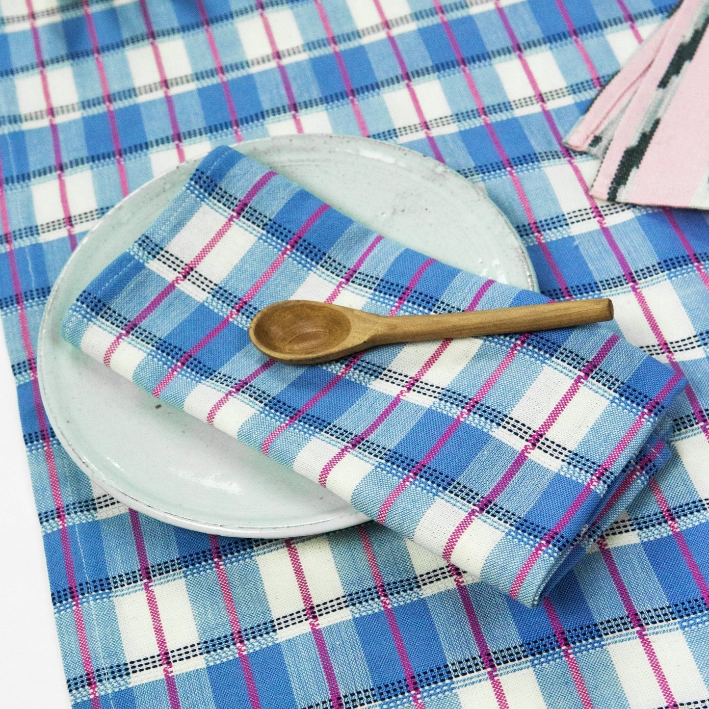 San Andres Gingham Blue & White Napkins