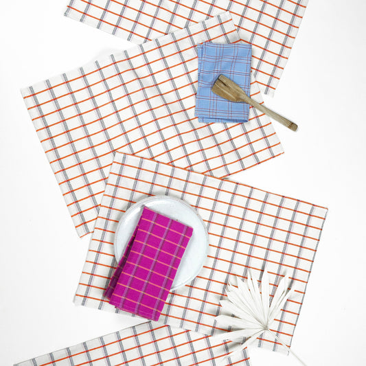 San Lucas Plaid White & Orange Placemat
