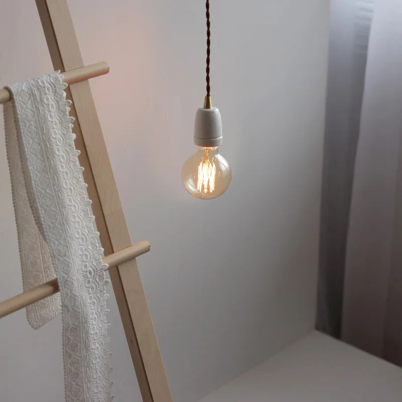 Single Head Ceramic LED Pendant Lamp Beside Industrial Loft Vintage Style Hanging Light Japanese Hanglamp Lamparas Edison