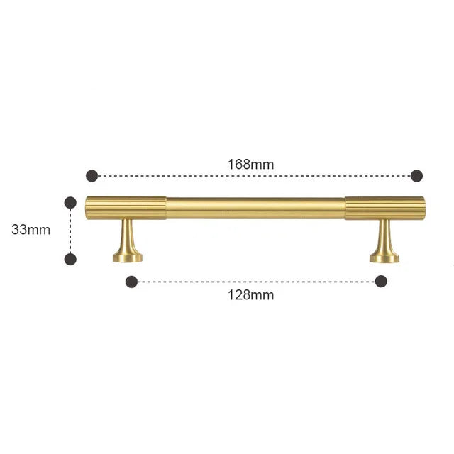 Solid Brass Art Deco Kitchen Cabinet Handles – Knurled T-Bar and Wardrobe Pulls