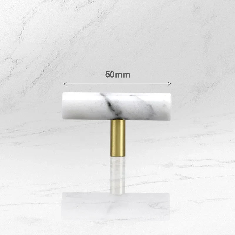 Green and White Marble Cabinet Handle – Luxury Natural Stone Drawer Pulls with Brass Base (50mm-200mm)