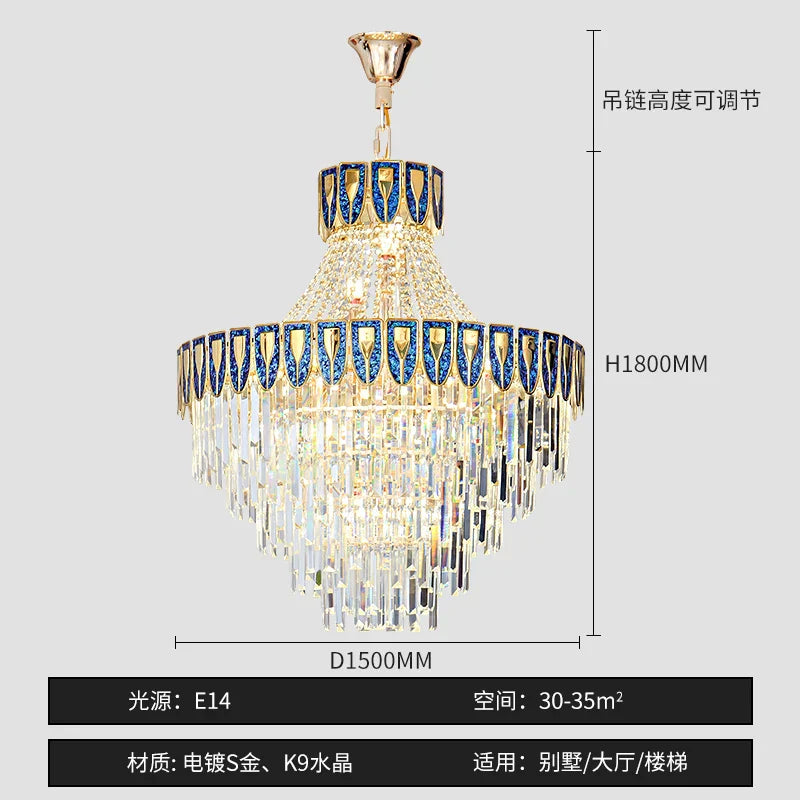High-End Crystal Chandelier - Artistic Lighting for Living and Dining Spaces, Luxury Hotels, and Duplex Homes