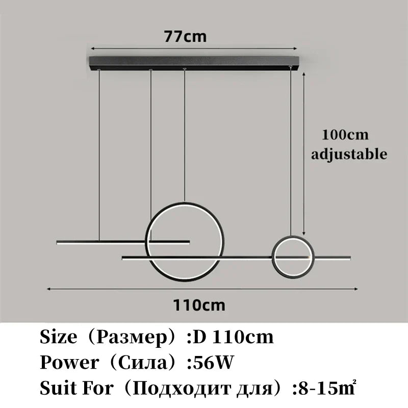 Contemporary LED Restaurant Chandelier - Minimalist Elegance for Living and Dining Spaces with Creative Design