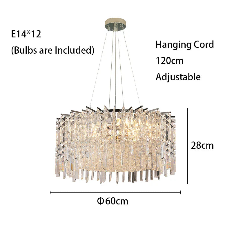 Elegant Modern Crystal Chrome Chandelier - A Luxury Glossy Fixture for Living Rooms, Bedrooms, and Dining Room Decor