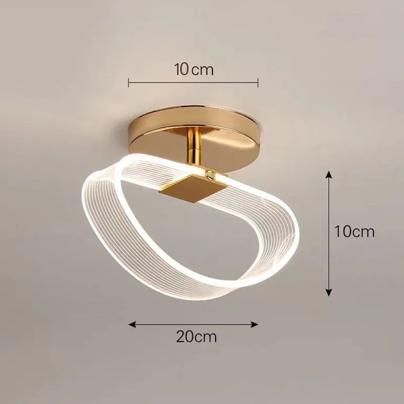Modern LED Ceiling Light - Acrylic Geometry Linear Decoration Lamp in Black and Gold for Bedroom, Living Room, Corridor, and Indoor Home Fixture