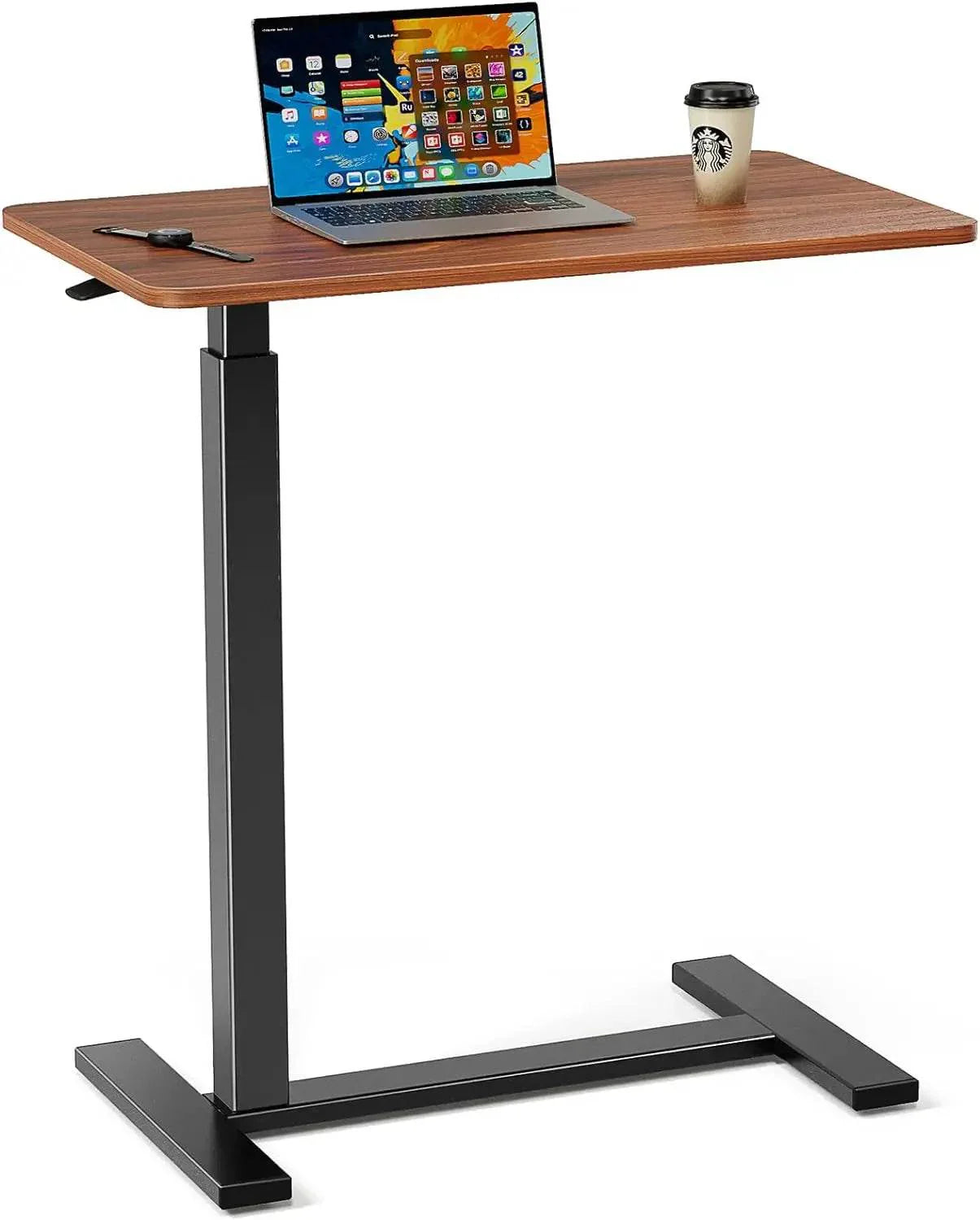 Adjustable Overbed Bedside Table with Wheels for Home Use