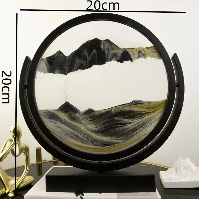 3D Moving Sand Art Painting Hourglass Round Handmade Glass Deep Sea Sandscape Quicksand Craft Sandglass Home Decoration Gifts