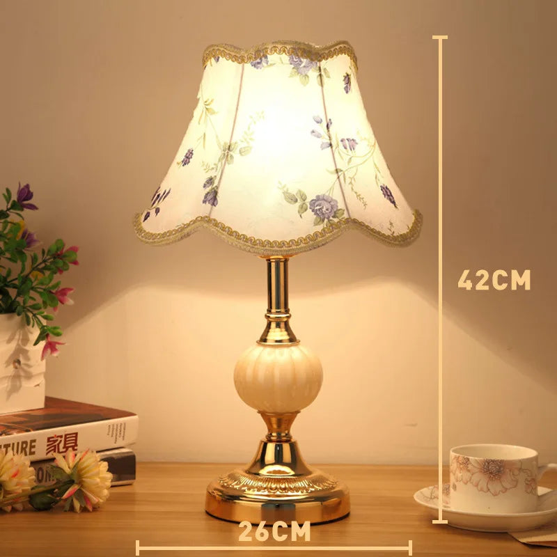 European-Style Glass Desk Lamp - Nordic Bedroom Bedside Lamp with Modern Retro Wrought Iron Design