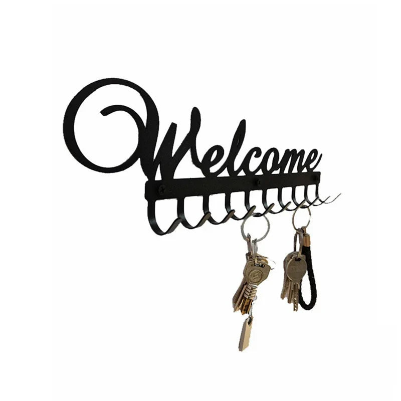 Key Holder Wall Mounted Key Hooks For Wall Decorative With 10 Hooks Black Metal Key Organizer Rack Hanger For Entryway