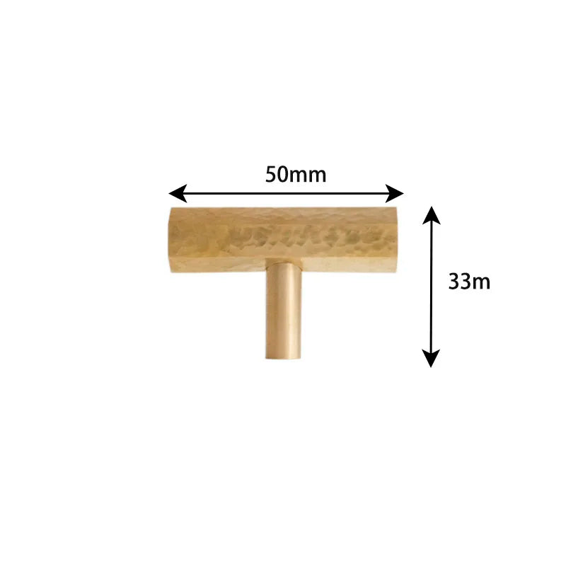 LUX Brass Hammered Hexagonal T-Bar Handles – Long Cabinet and Wardrobe Pulls (600mm/1000mm)