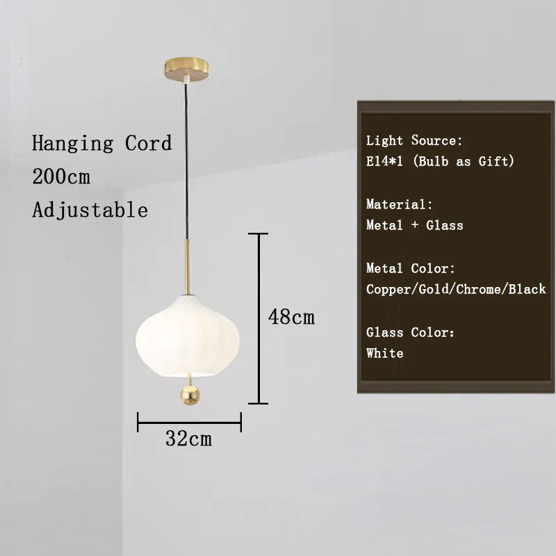 Glass Pumpkin Ceiling Chandeliers - Nordic Elegance for Stairs and Ceilings with LED Illumination