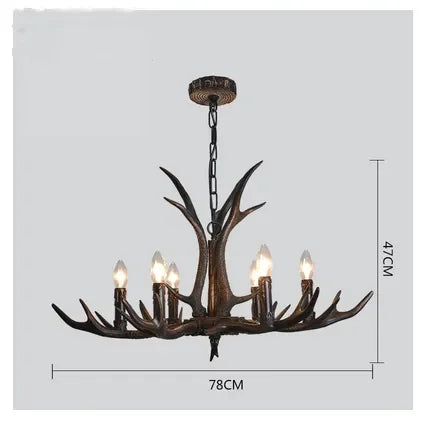 Retro Style Antler Resin Chandelier - Sweeping Gold Spray Paint Finish for Living and Dining Room Home Decor Lighting
