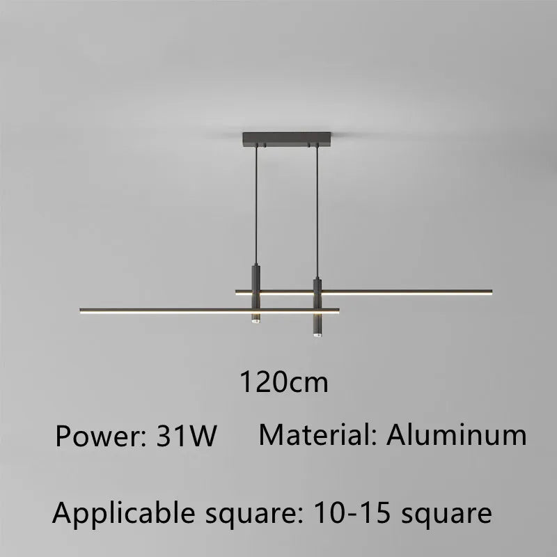 Sleek Black and Gold LED Chandelier - Minimalist Lighting for Kitchen and Dining Room Decor