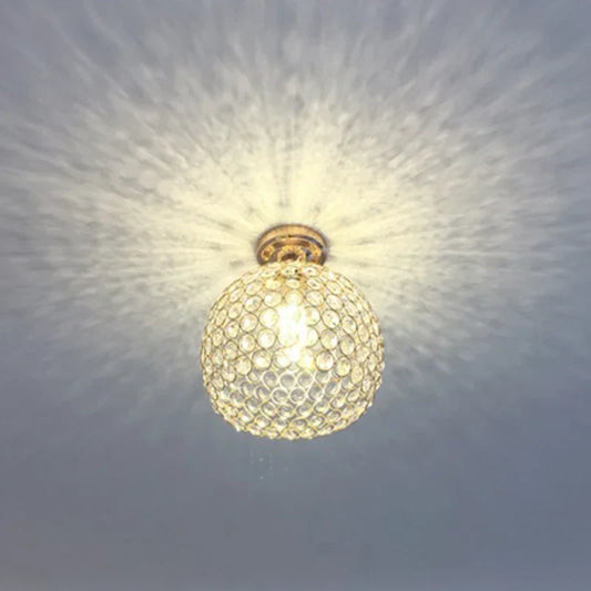 Modern Crystal Ball Ceiling Lamp - Elegantly Designed Home Decor for Bedrooms, Passages, Silver/Gold Shade, Lustre Luminous Lighting