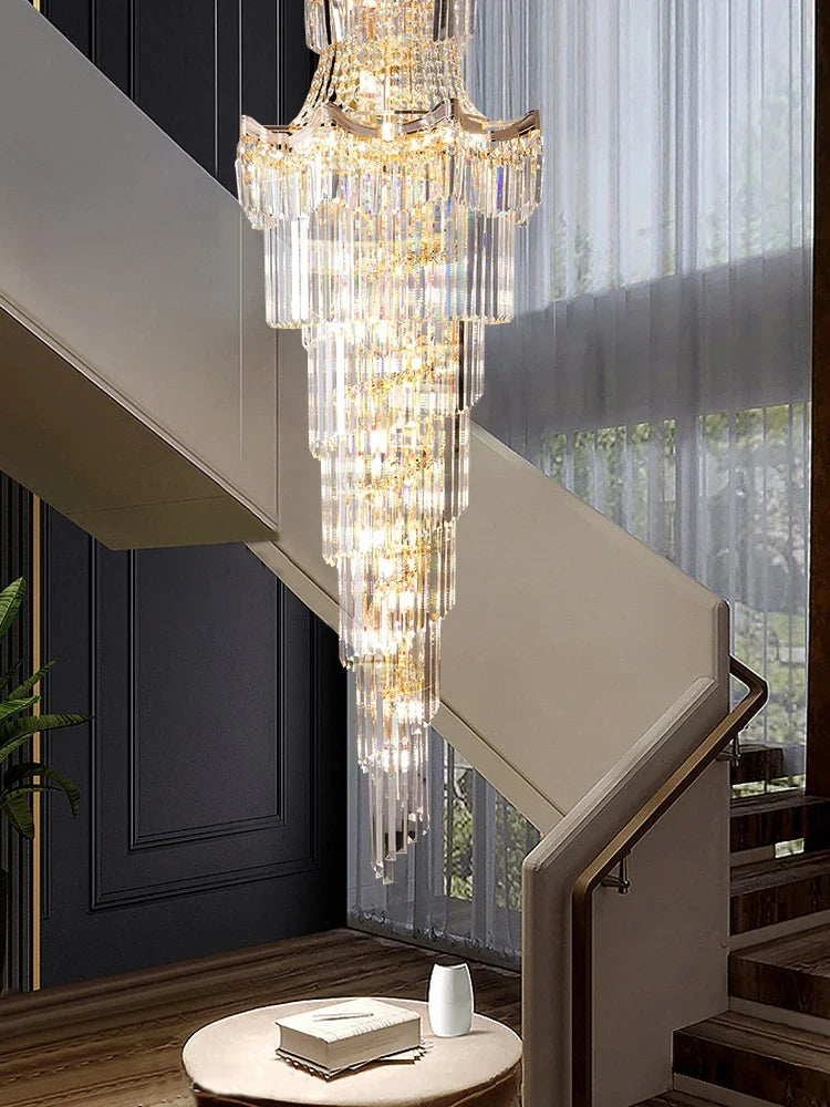 New Design Villa Living Room Crystal Chandelier - Grandeur for High Ceilings, Hotel Lobbies, and Staircase Illumination