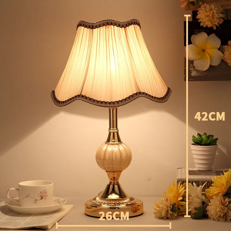 European-Style Glass Desk Lamp - Nordic Bedroom Bedside Lamp with Modern Retro Wrought Iron Design