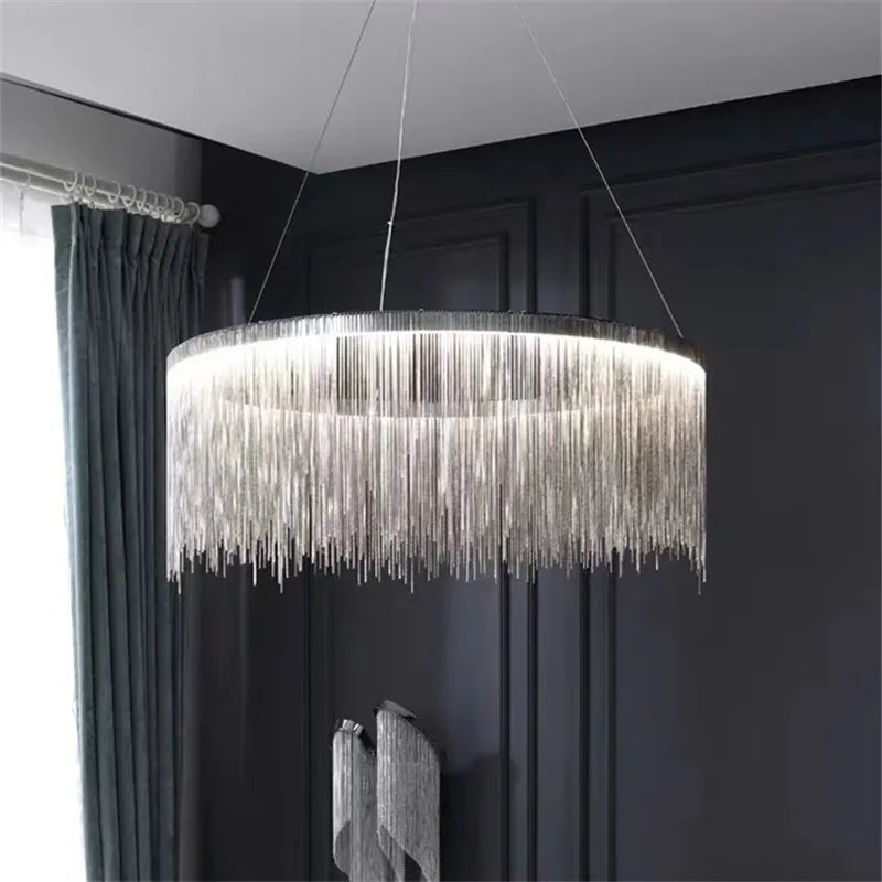 Postmodern Bohemian Chandelier - A Creative Designer Luxury Coffee Tables Light with Tassel Accents for Living Rooms and Restaurants