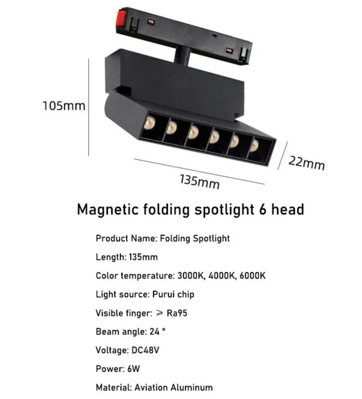 LED Magnetic Folding Spotlight Track Light Industrial Fashion Decor Lamp No Main Light Modern Design Popular Cool Lighting 6/12W