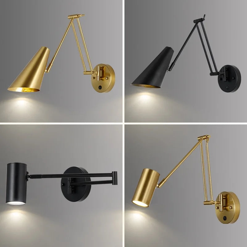 Modern Adjustable Wall Lamps - Swing Long Arm Design with Internal Wall Switch for Household Bedside Lighting, Enhance Your Decor with Stylish Sconce Lights