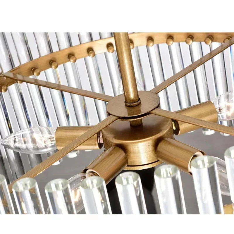Contemporary 5-Light Brushed Brass Finish Crystal Glass Chandelier - Illuminate Your Space with Modern Elegance