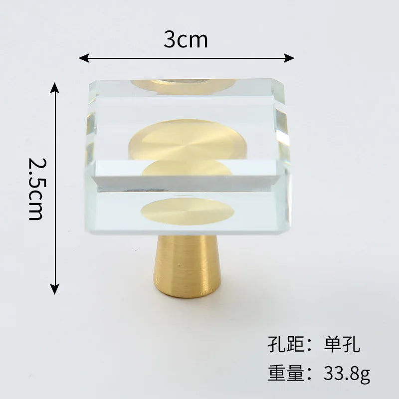 Brass Crystal Cupboard Cabinet Handle Kitchen Drawer Knobs Light Luxury Furniture Hardware Transparent Handle Home Decoration