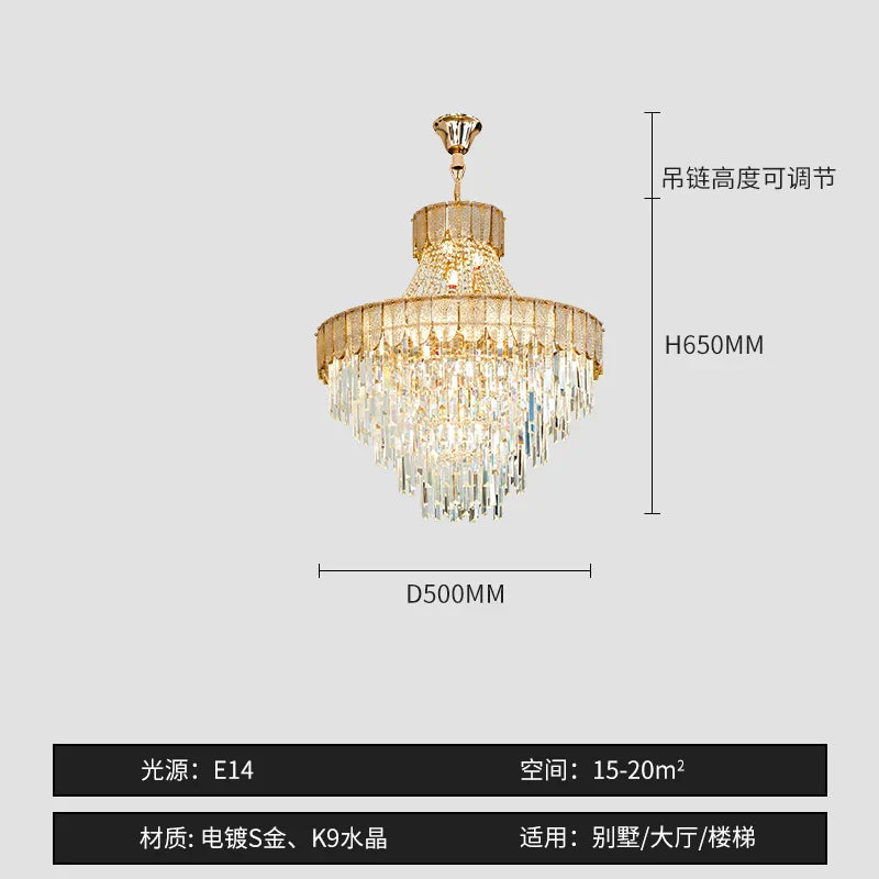 High-End Crystal Chandelier - Artistic Lighting for Living and Dining Spaces, Luxury Hotels, and Duplex Homes