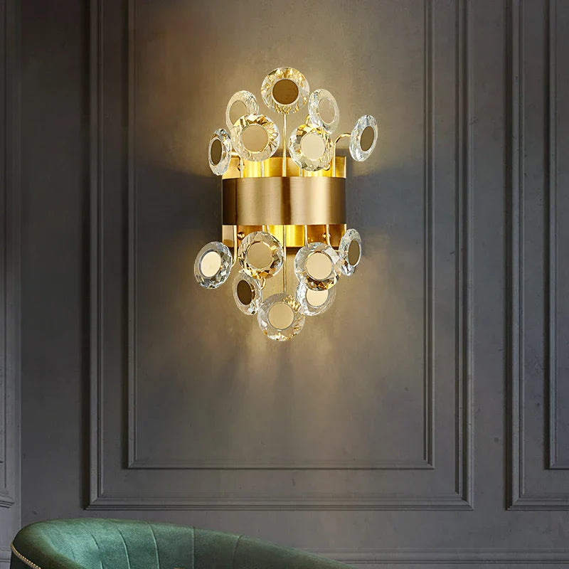 Eliana - New Modern Wall Sconce Lighting For Bedroom Brushed Gold Crystal Wall Lamps Home Decoration Led Cristal Wall Light Fixtures